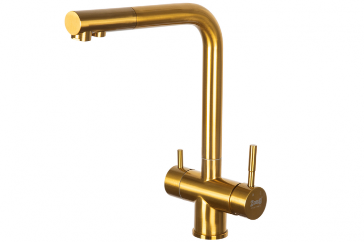 Смеситель для кухни ZORG SZR-7039 GOLD SATIN Золото Сатин